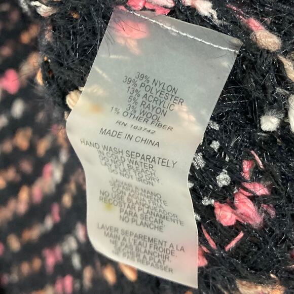 SIONI Cardigan M Wool-Blend Tweed Boucle Knit Gold Button Flap Pockets Long-Slv - Picture 8 of 11